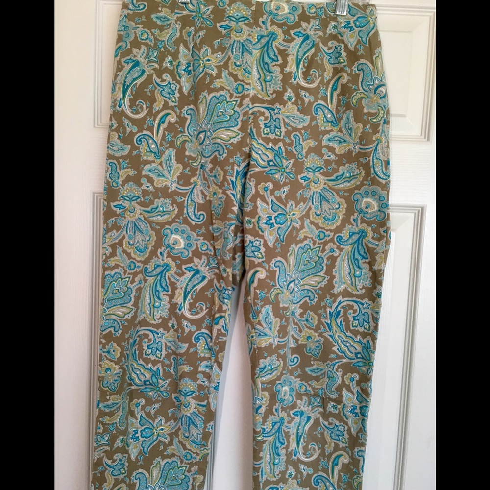Cotton pants cropped pants Turquoise blue cropped pants slim fit size 10